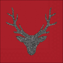 Napkin 33 Stag head red FSC Mix