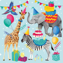 Napkin 33 Animal birthday blue FSC Mix
