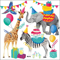 Napkin 33 Animal birthday white FSC Mix