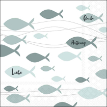 Napkin 33 Communion fishes green FSC Mix
