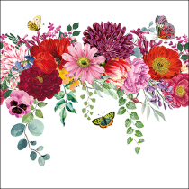 Napkin 33 Flower border white FSC Mix