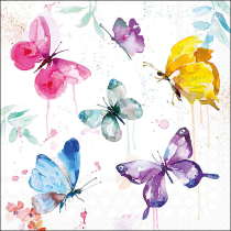 Napkin 33 Butterfly collection white FSC Mix