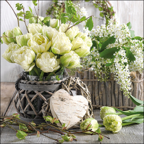 Napkin 33 White tulips FSC Mix