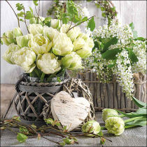 Napkin 33 White tulips FSC Mix