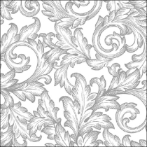 Napkin 33 Baroque silver/white FSC Mix