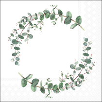 Napkin 33 Eucalyptus branch white FSC Mix