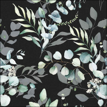 Napkin 33 Eucalyptus all over black FSC Mix