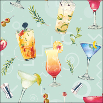 Napkin 33 Cocktail party aqua FSC Mix