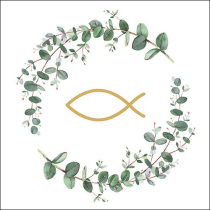 Napkin 33 Communion branches white  FSC Mix