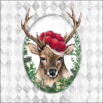 Napkin 33 Deer in frame FSC Mix