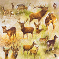 Napkin 33 Collage of deers FSC Mix