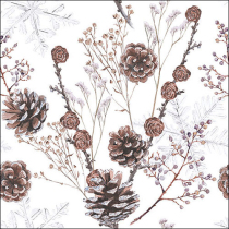 Napkin 33 Pine cones white FSC Mix
