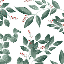 Napkin 33 Leaves and berries white FSC Mix