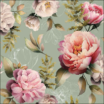 Napkin 33 Peonies composition green FSC Mix