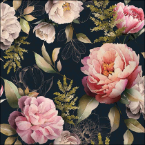 Napkin 33 Peonies composition black FSC Mix