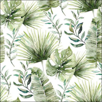 Napkin 33 Jungle leaves white FSC Mix