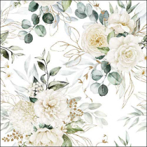 Napkin 33 Eucalyptus and roses FSC Mix