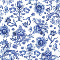 Napkin 33 Delft Blue flowers FSC Mix