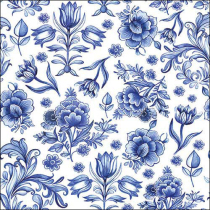 Napkin 33 Delft Blue flowers FSC Mix