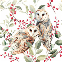 Napkin 33 Barn owl couple white FSC Mix
