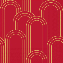 Napkin 33 Geometric lines gold/red FSC Mix