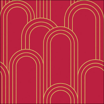 Napkin 33 Geometric lines gold/red FSC Mix