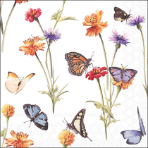 Napkin 33 Butterfly garden white FSC Mix
