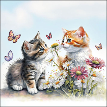 Napkin 33 Kittens in flower field FSC Mix
