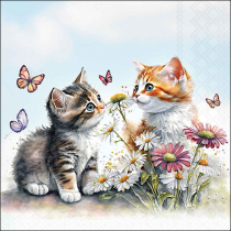 Napkin 33 Kittens in flower field FSC Mix