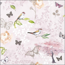 Napkin 33 Birds and butterflies pink FSC Mix
