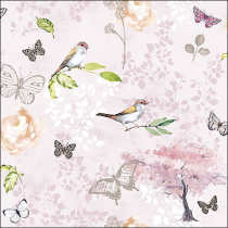 Napkin 33 Birds and butterflies pink FSC Mix
