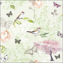 Napkin 33 Birds and butterflies green FSC Mix