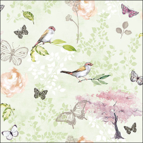 Napkin 33 Birds and butterflies green FSC Mix