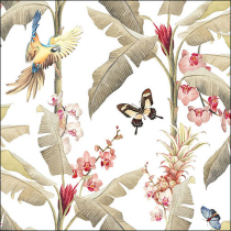 Napkin 33 Tropical scene white FSC Mix