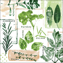 Napkin 33 Herb prints white FSC Mix