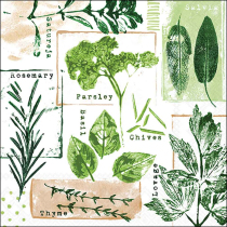Napkin 33 Herb prints white FSC Mix