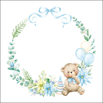 Napkin 33 Baby teddy bear blue FSC Mix