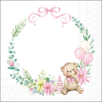 Napkin 33 Baby teddy bear pink FSC Mix