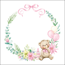 Napkin 33 Baby teddy bear pink FSC Mix