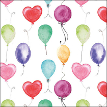 Napkin 33 Flying balloons white FSC Mix