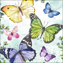 Napkin 33 Fluttering butterflies aqua FSC Mix