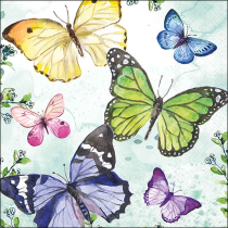Napkin 33 Fluttering butterflies aqua FSC Mix