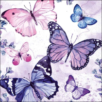Napkin 33 Fluttering butterflies purple FSC Mix