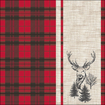 Napkin 33 Deer plaid red FSC Mix