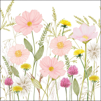 Napkin 33 Pastel flowers white FSC Mix