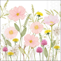 Napkin 33 Pastel flowers white FSC Mix