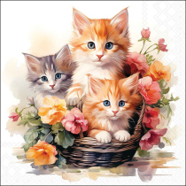 Napkin 33 Kittens in basket FSC Mix