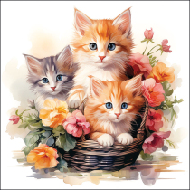 Napkin 33 Kittens in basket FSC Mix