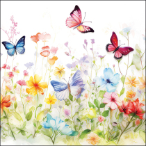 Napkin 33 Butterflies in field white FSC Mix