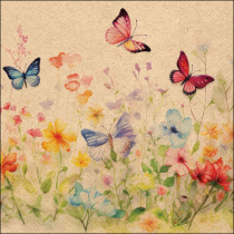 Napkin 33 Recycled Butterflies in field nature FSC Mix